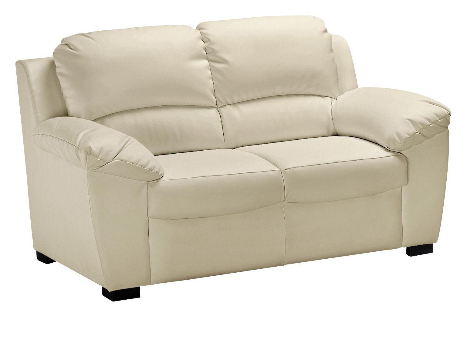 2-sitzer-sofa Danilo Rücken Echt Beige Lederlook - Beige/Schwarz, KONVENTIONELL, Textil (145/90/90cm) - MID.YOU
