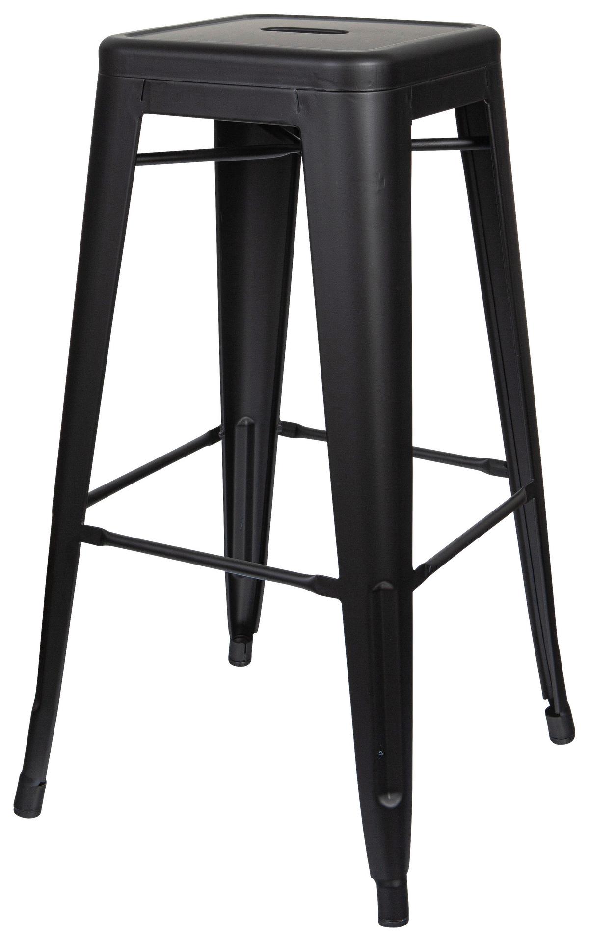 Barhocker Vantaggio High Brush stapelbar Schwarz bis 150 kg - Schwarz, Basics, Metall (44/77/44cm) - MID.YOU