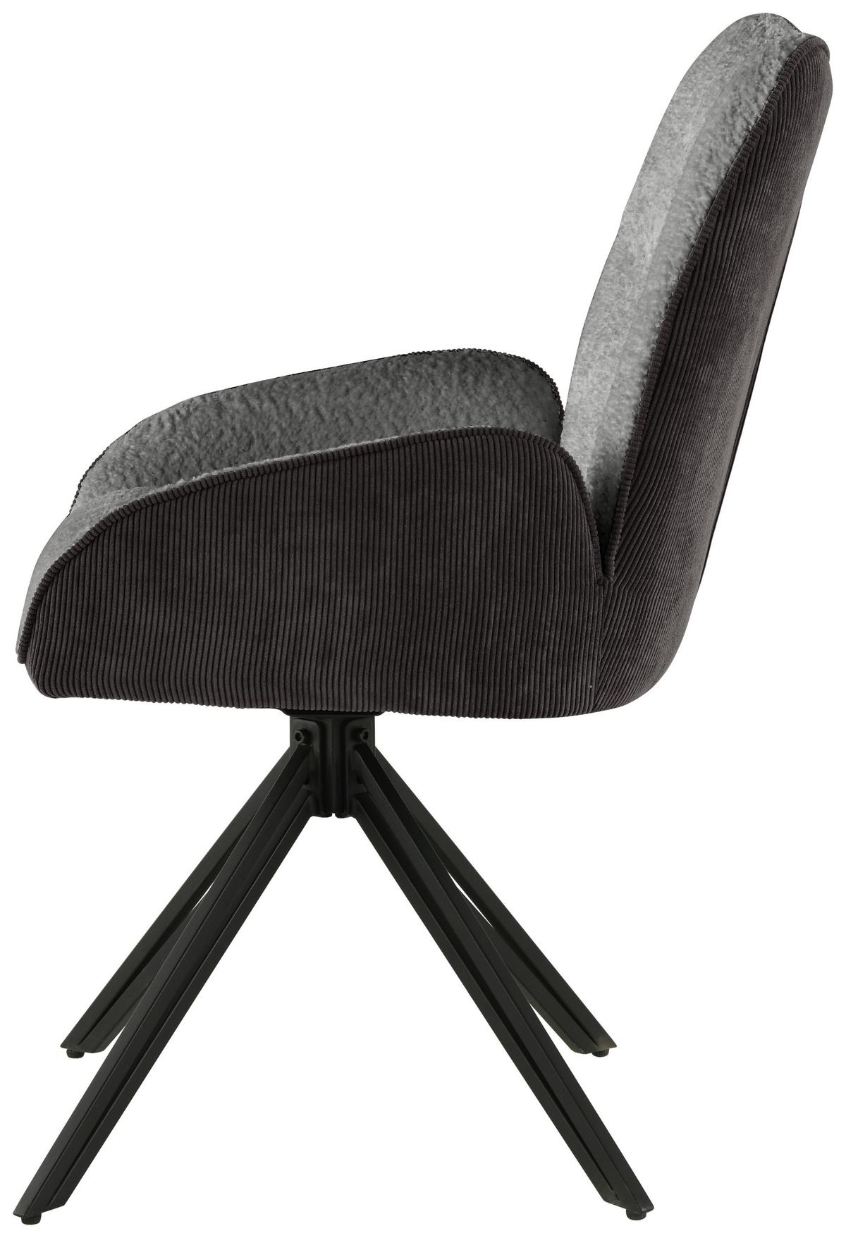 Armlehnstuhl Alessio - Schwarz/Grau, LIFESTYLE, Holz/Textil (54/87/62cm) - MID.YOU