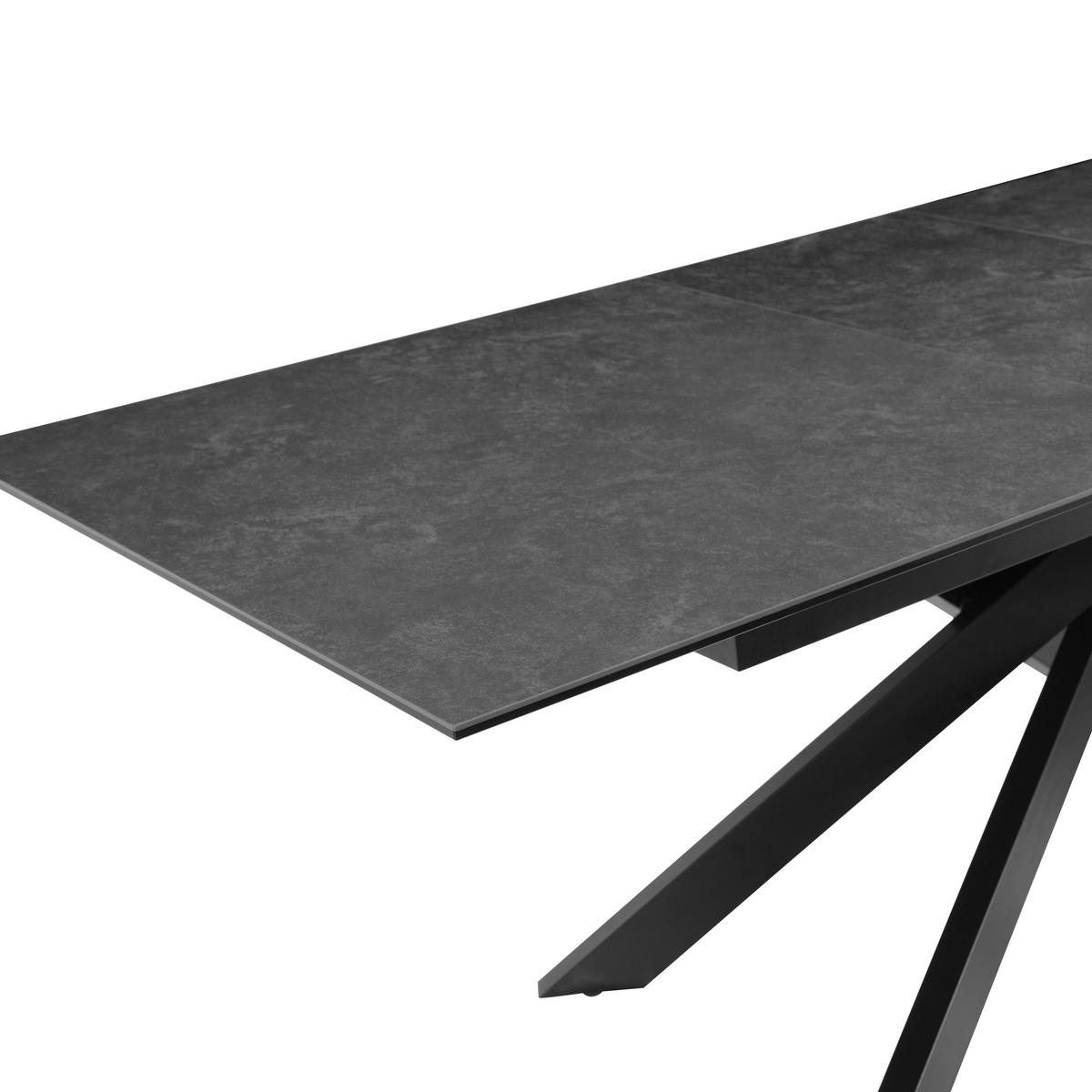Esstisch Lotus Grau/Schwarz L: 168-210 cm - Schwarz/Grau, MODERN, Glas/Keramik (168-210/90/76cm) - P & B