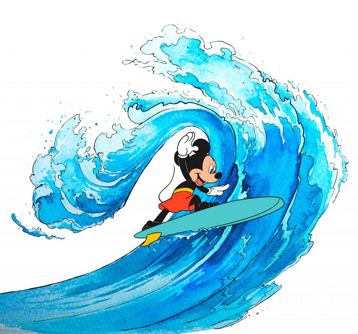 Fototapete Mickey Surfing - Multicolor, Trend, Papier (300/280cm)