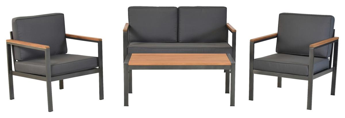 Gartenset Kavos - Graphitfarben/Naturfarben, MODERN, Kunststoff/Textil - Gardenson
