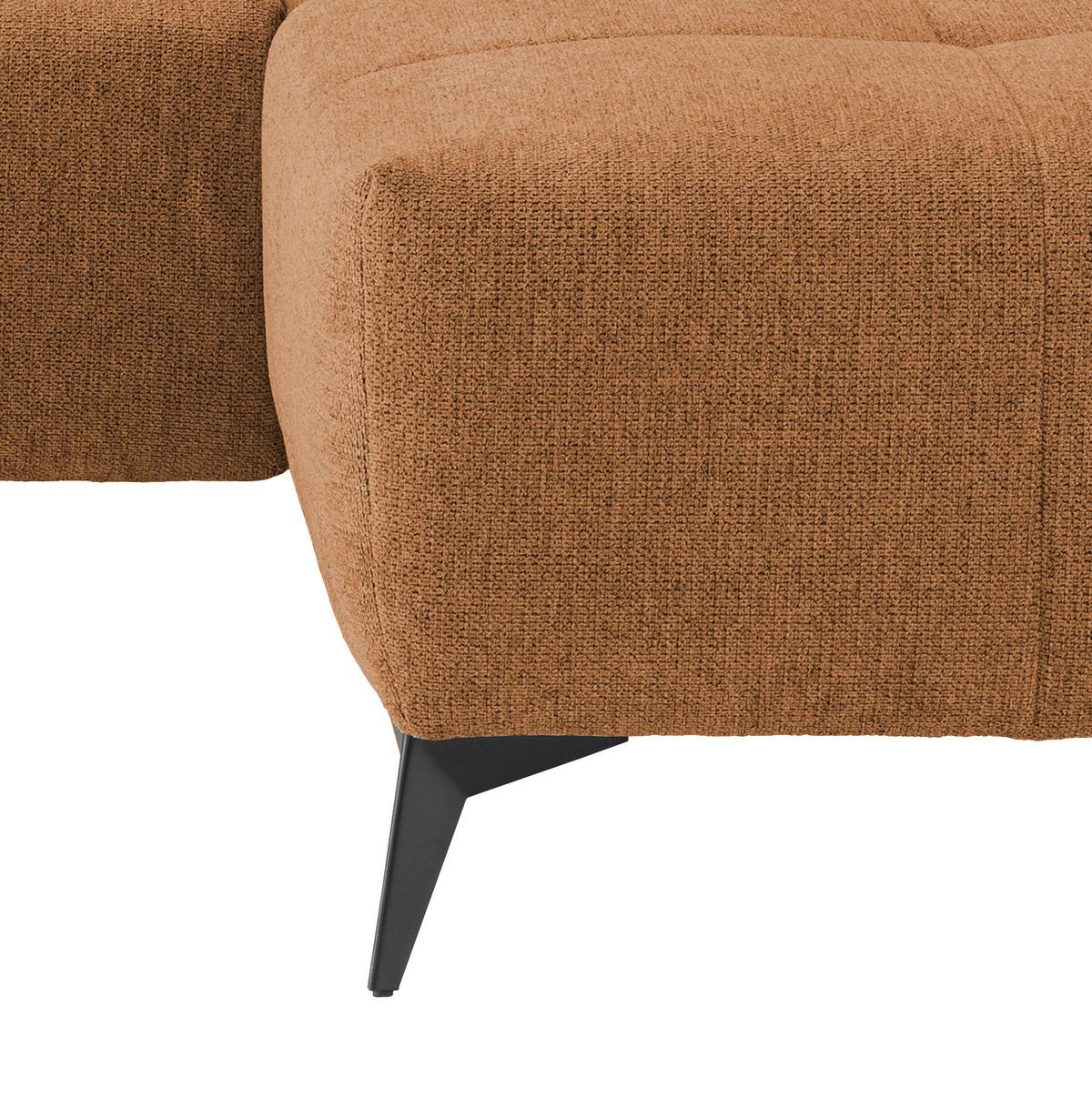 Ecksofa mit USB Anschluss Sano, Currygelb, S: 258x180 cm - Currygelb/Schwarz, MODERN, Textil (258/180cm) - Livetastic