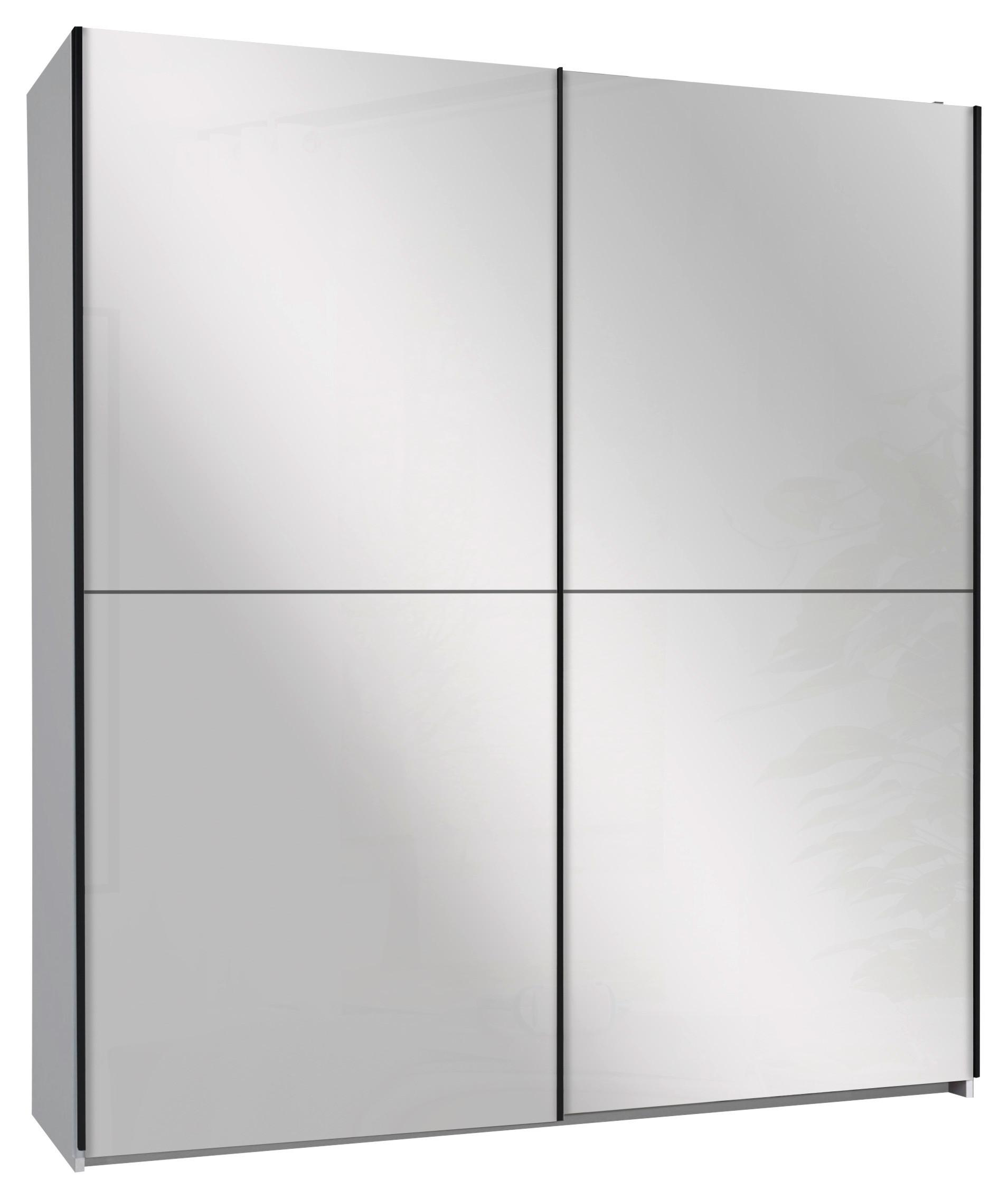 Schwebetürenschrank mit Spiegel 215cm Neomi Weiß
