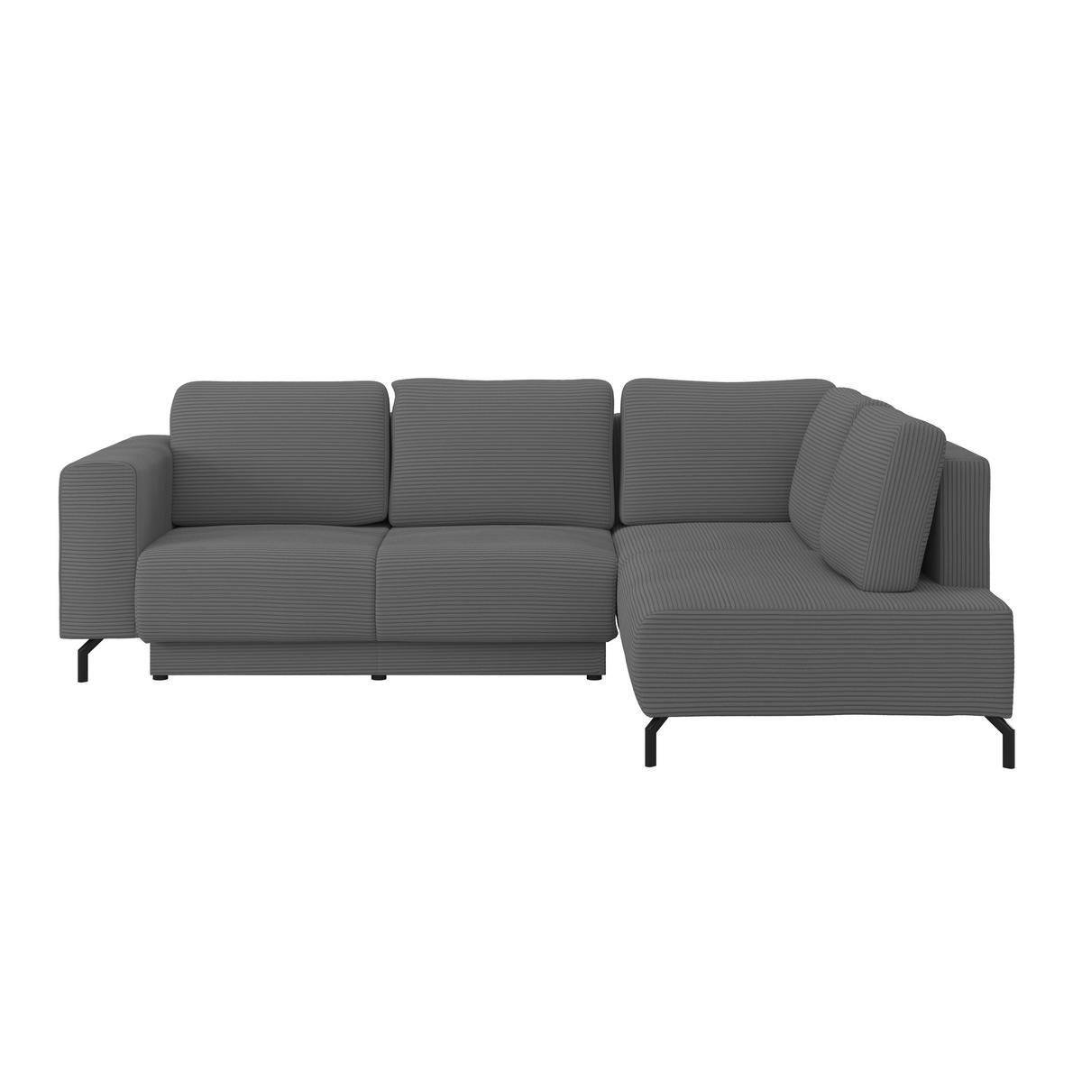 Rohová sedačka VENI, pravá, tmavosivý menčester - čierna/tmavosivá, Modern, textil (272/210cm) - Ondega