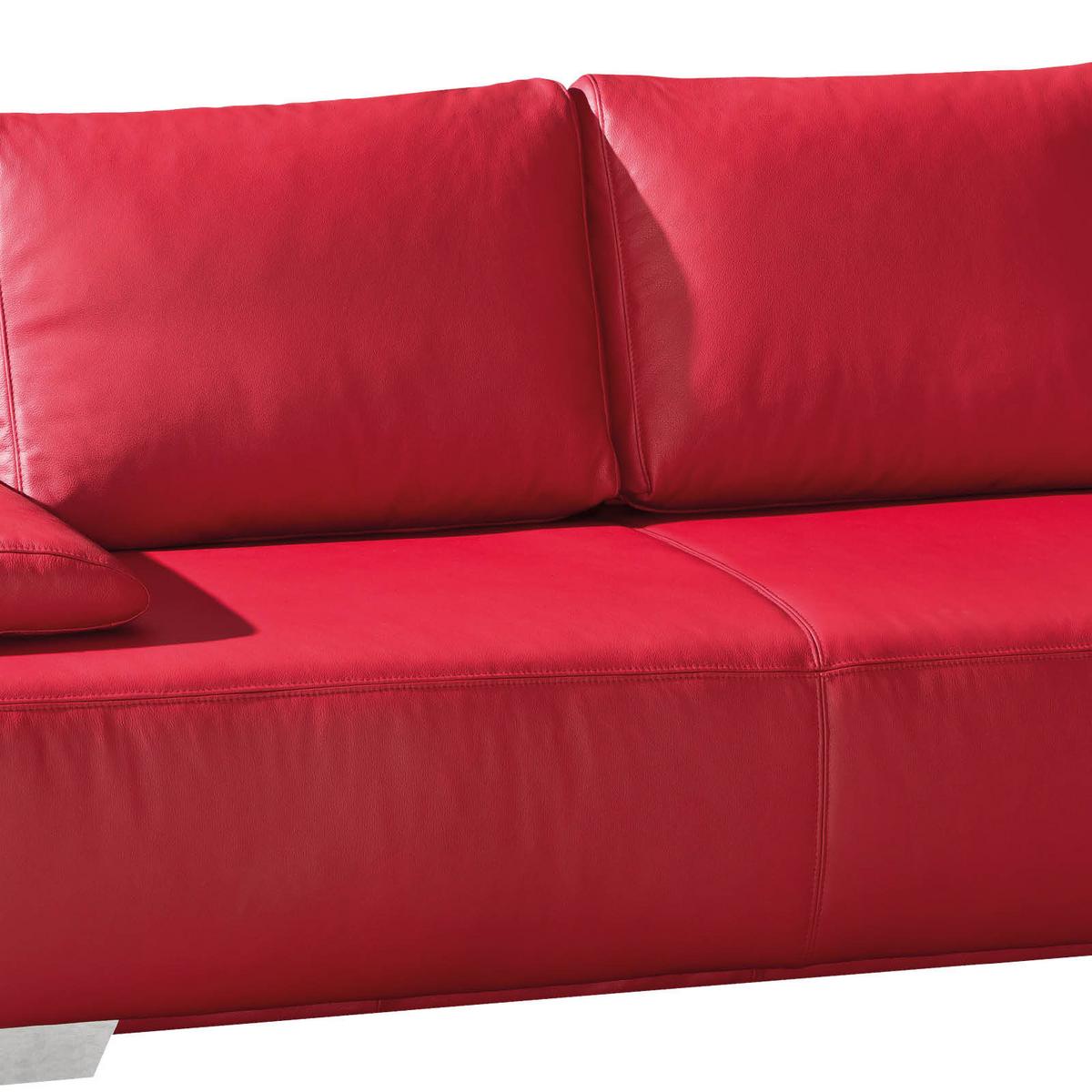 2-sitzer-sofa Mit Schlaffunkt. Und Bettkasten Nikita Rot Leder - Chromfarben/Rot, KONVENTIONELL, Leder (195/85/90cm) - Livetastic