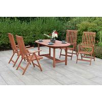 Gartentischgruppe Vitoria 5--Teilig. aus Holz - Eukalyptusholzfarben, KONVENTIONELL, Holz - Gardenson