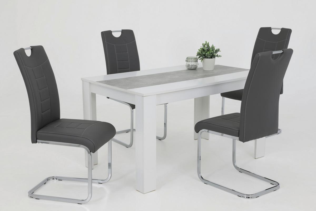 Schwingstuhl Ruby S Grau Gepolstert 4er-Set - Chromfarben/Weiß, MODERN, Textil/Metall (44/104/57,5cm) - MID.YOU