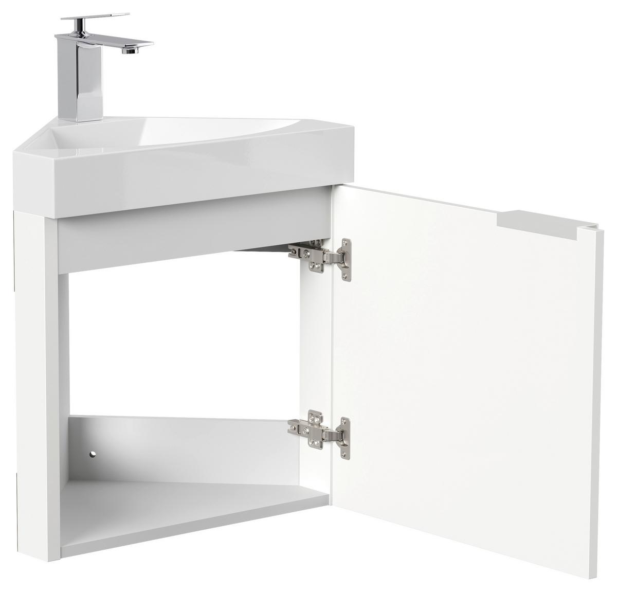 Gästebad Delta Weiß Hg B: 52,3 cm - Weiß Hochglanz, MODERN, Holzwerkstoff/Stein (52,3cm) - MID.YOU