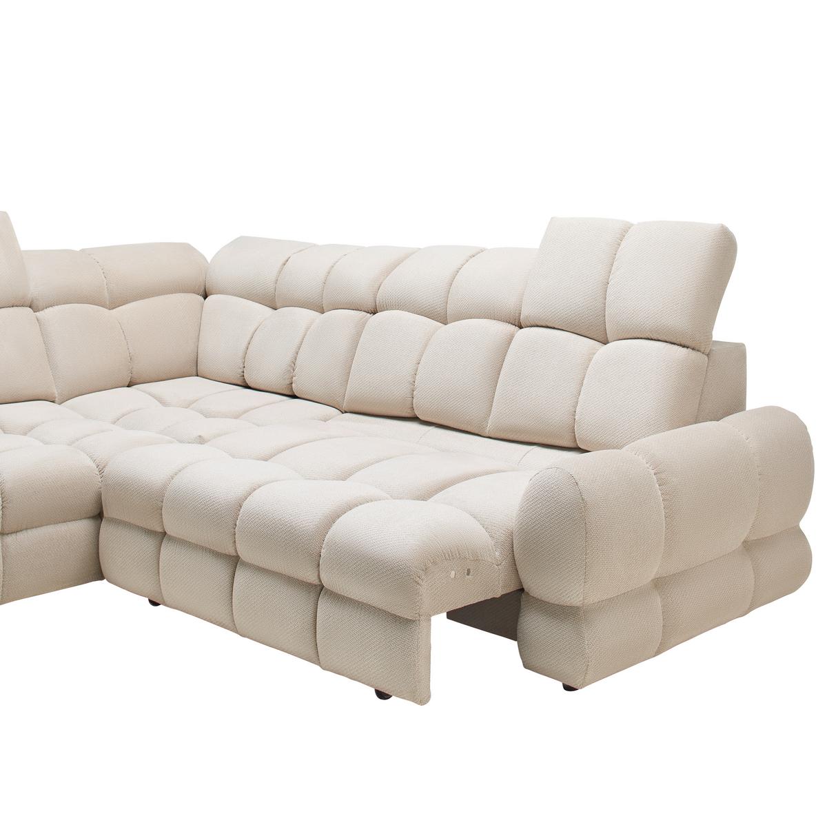 Rohová sedačka TOLLO L, ľavá, béžová, elektrický výsuv - čierna/béžová, Modern, drevo/kompozitné drevo (217/86-105/302cm) - Premium Living