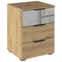 Nachtkästchen Skyla Eiche Artisan D. B: 47cm - Alufarben/Eiche Artisan, MODERN, Glas/Holzwerkstoff (47/62/42cm) - Rauch Möbel