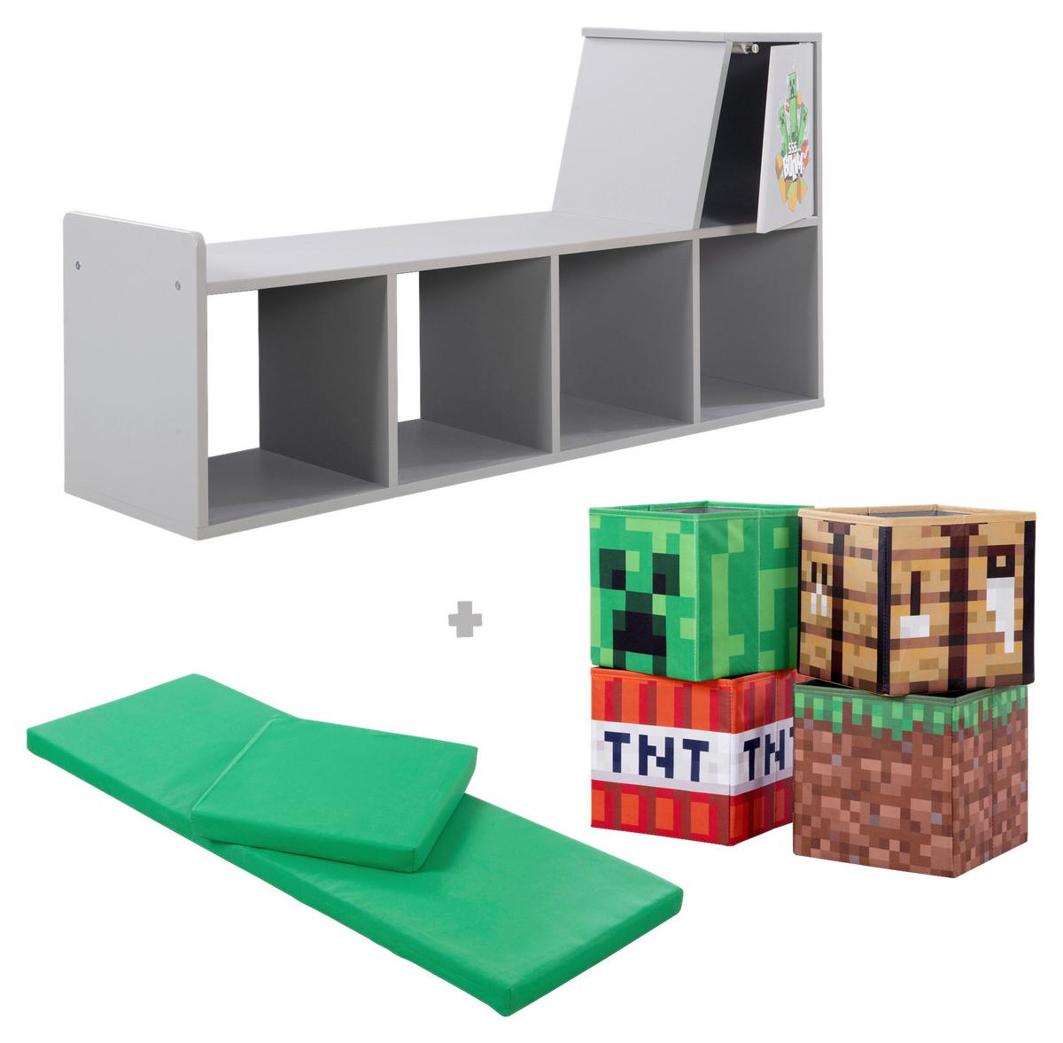 Kindersitzbank Minecraft - Multicolor/Grau, MODERN, Holzwerkstoff/Textil (119/60/30cm) - Minecraft