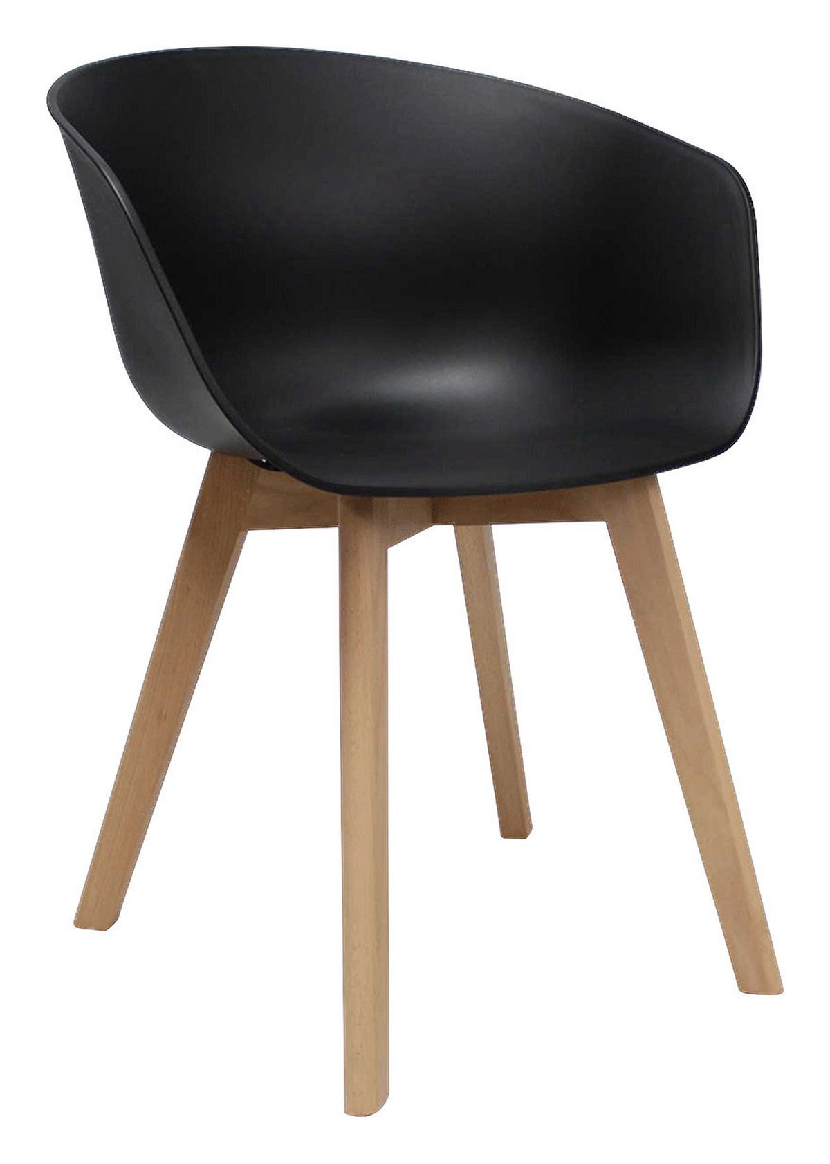 Armlehnstuhl-set Noan - Schwarz/Naturfarben, MODERN, Holz/Kunststoff (60/78,5/44cm) - MID.YOU