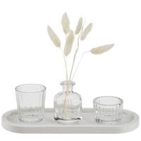 Dekotablett Sindra - Naturfarben, Basics, Glas/Naturmaterialien (25/10/12cm)