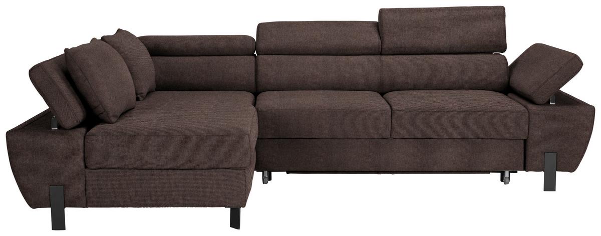 Rohová sedačka MILNA, levá, hnědá - tmavě hnědá/černá, Moderní, kov/textil (189/90/277cm) - Mömax