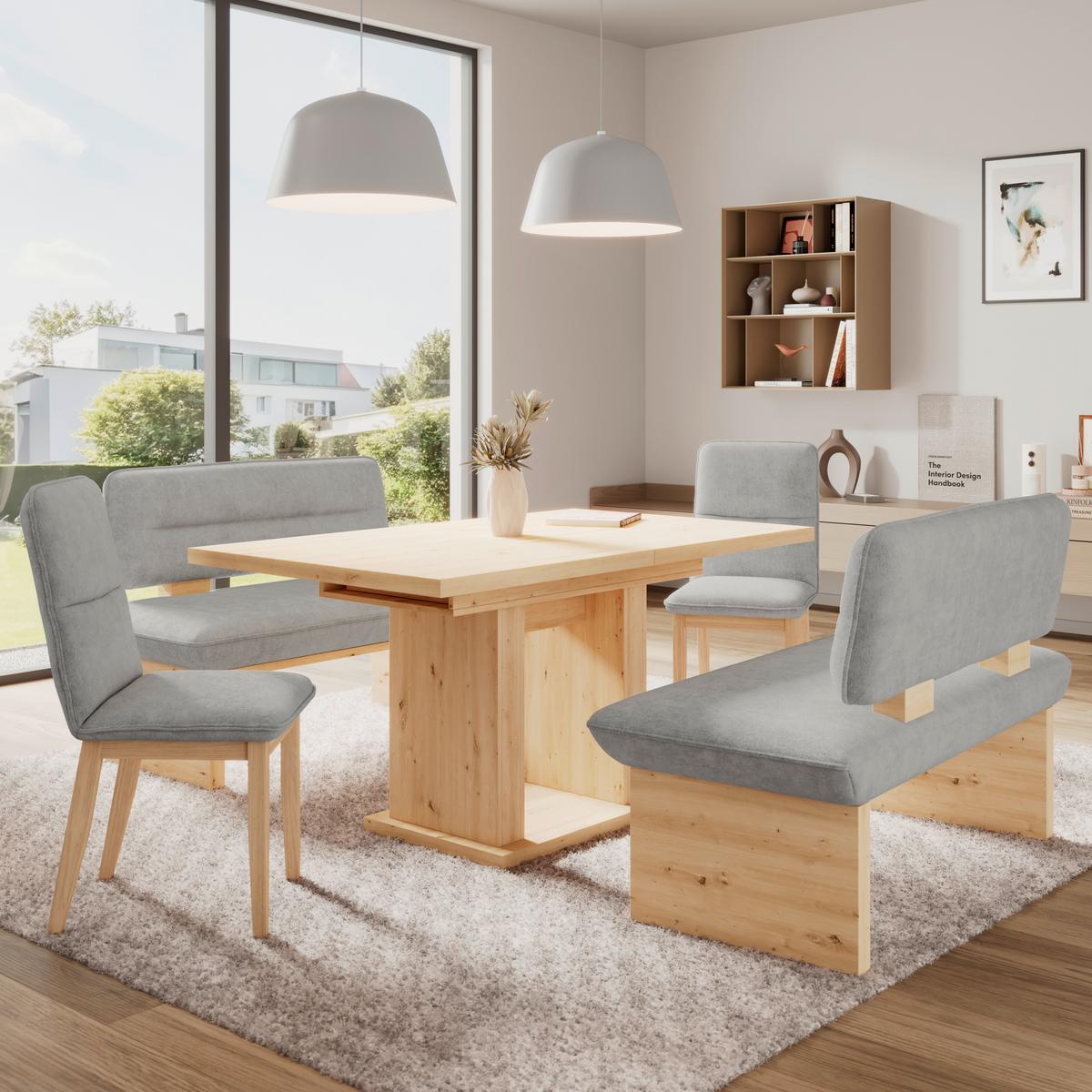 SITZBANK BELUNA II - Eichefarben/Hellgrau, KONVENTIONELL, Holzwerkstoff/Textil (120/87/67cm) - James Wood