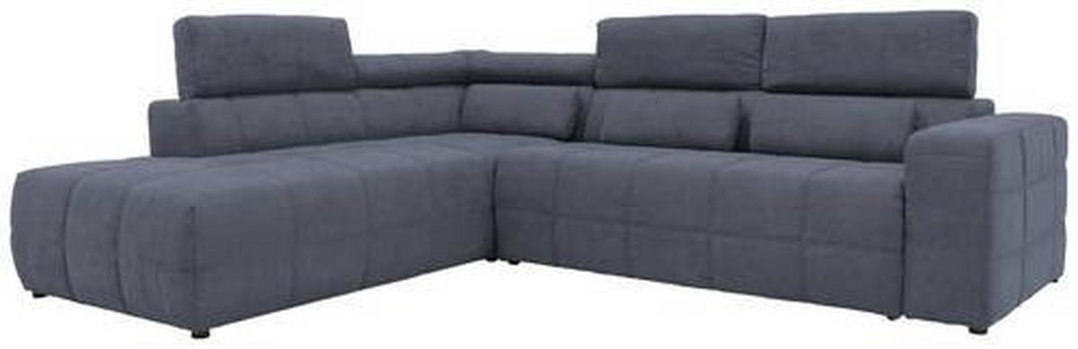 Ecksofa + Kopfteilverstellung Brandon Dunkelgrau Mikrofaser - Dunkelgrau/Schwarz, Design, Textil (228/275cm) - MID.YOU