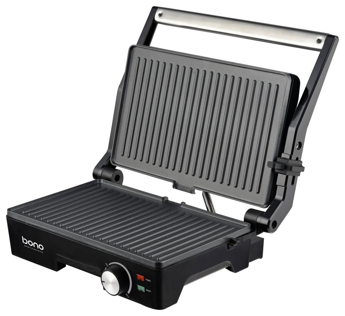 Kontaktgrill Marko Mit Herausnehmbarer Auffangschale - Edelstahlfarben, KONVENTIONELL, Metall (32,7/26,7/12,7cm) - Bono