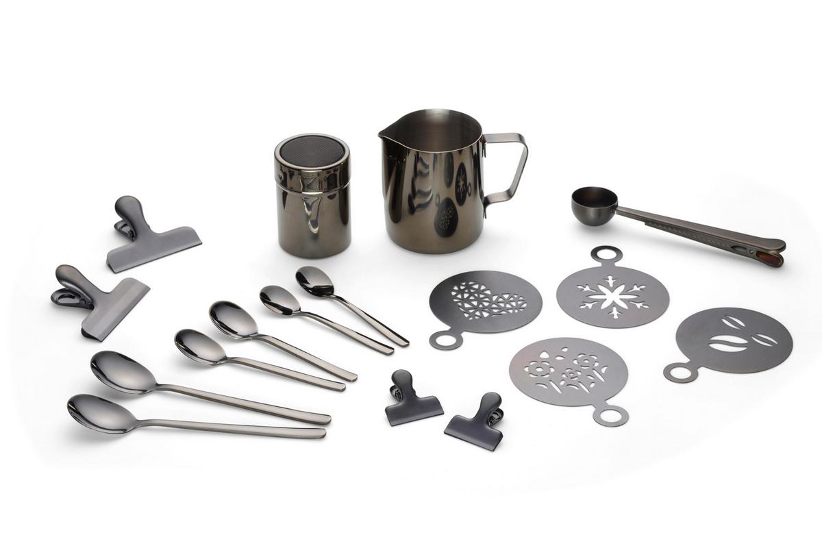 Kaffeeset Echtwerk Kaffeezubehör-Set - Schwarz, Design, Metall (10,5cm) - Echtwerk