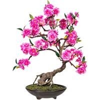Kunstpflanze Bonsai Braun/Grün/Pink, 50 cm - Pink/Braun, Design, Keramik/Kunststoff (50cm) - P & B