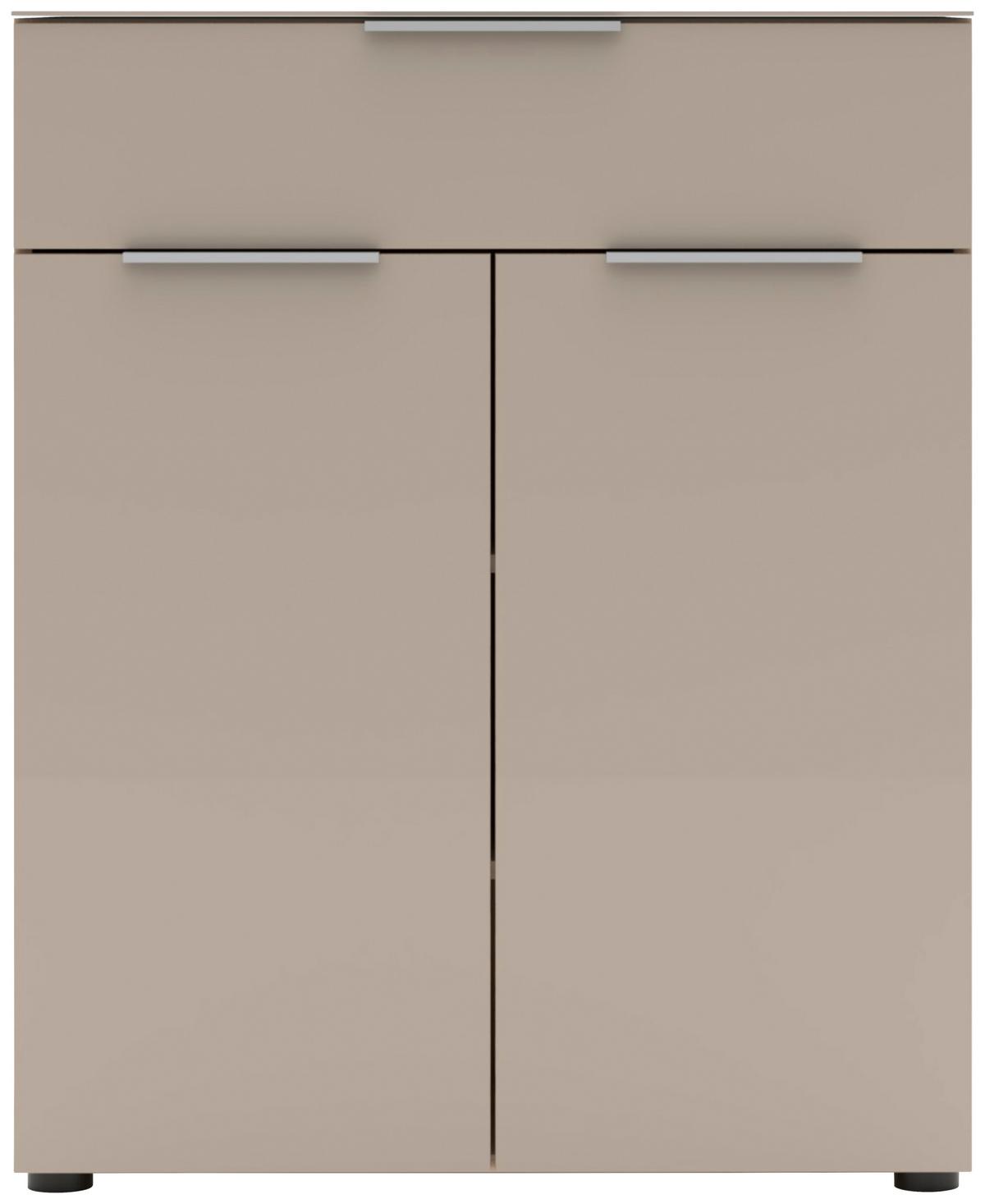 Cipősszekrény, Siena 80/99cm - kasmírszínű/tölgyfa színű, Modern, faalapú anyag/üveg (80/99/41cm)