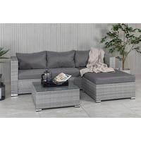 Loungegarnitur 2-Tlg Rotterdam Metall/Kunststoff/Glas +kissen - Grau, KONVENTIONELL, Glas/Kunststoff - Gardenson