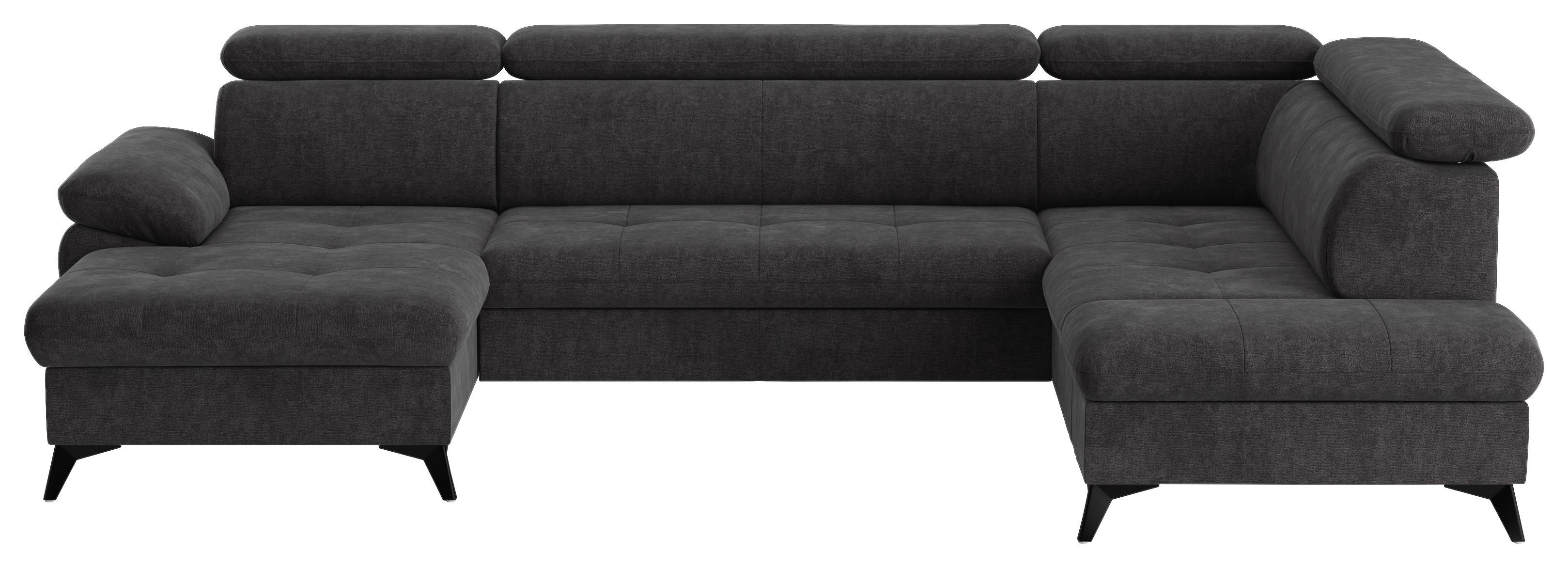 Wohnlandschaft Mit Bettkasten Hudson Dunkelgrau - Schlammfarben/Dunkelgrau, Textil (166/324/207cm) - MID.YOU