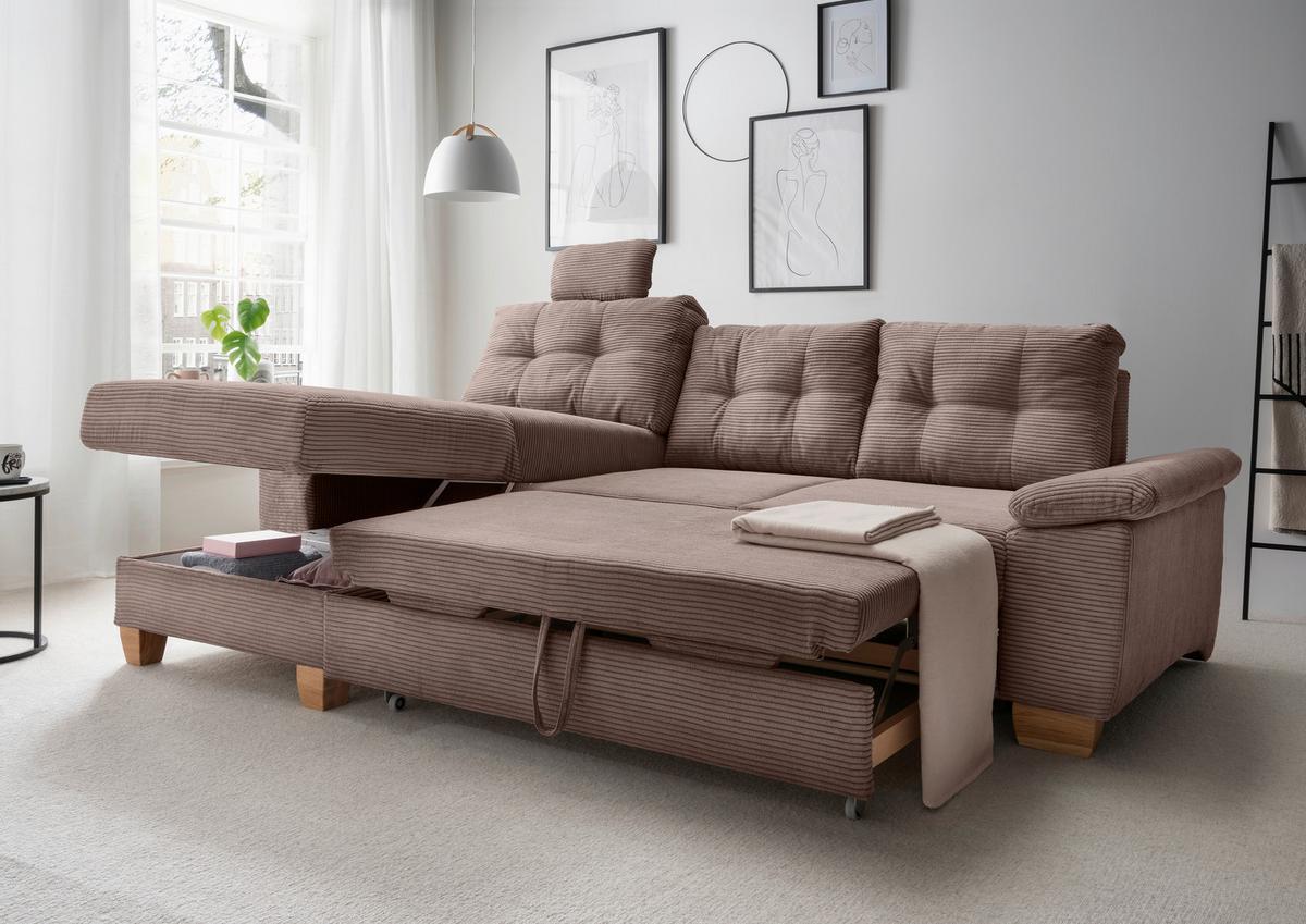Ecksofa Brizzini Graubraun S: 176x270 Cm - Graubraun/Naturfarben, MODERN, Textil (176/270cm) - Livetastic