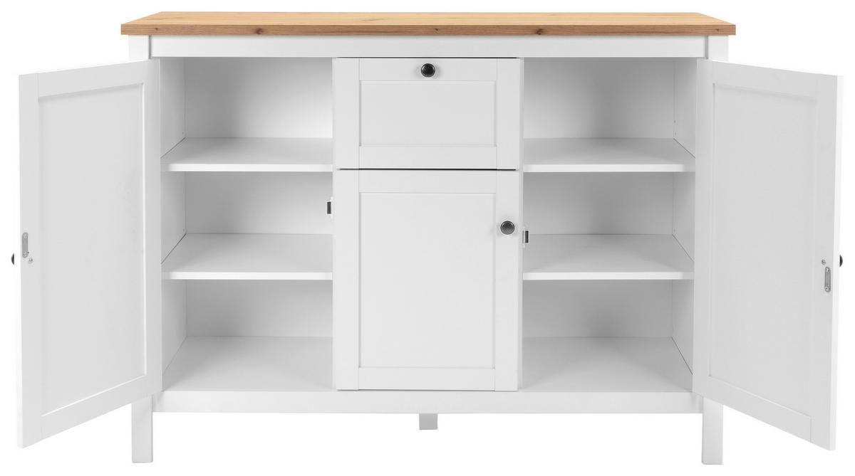 Sideboard Dekor Mit 3 Türen 120 cm Bergen 57 Weiß/ Eiche - Eichefarben/Weiß, KONVENTIONELL, Holzwerkstoff (120/90/40cm) - MID.YOU