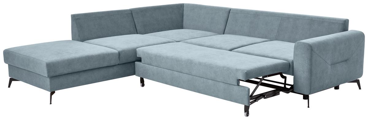 Sedací souprava ADESSO, levá, světle modrá barva - černá/světle modrá, Konvenční, kov/textil (257/275cm) - MID.YOU