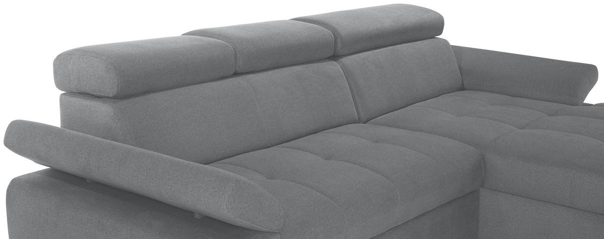 Ecksofa mit Bettkasten Perry Grau 292x183 cm - Silberfarben/Grau, Design, Textil (292/183cm) - Livetastic