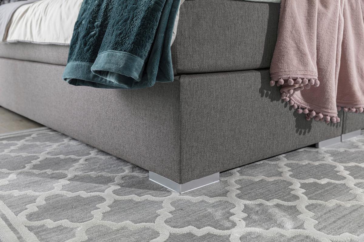 Boxspringbett 160x200 Inez Hellgrau - Silberfarben/Hellgrau, MODERN, Textil (160/200cm) - MID.YOU