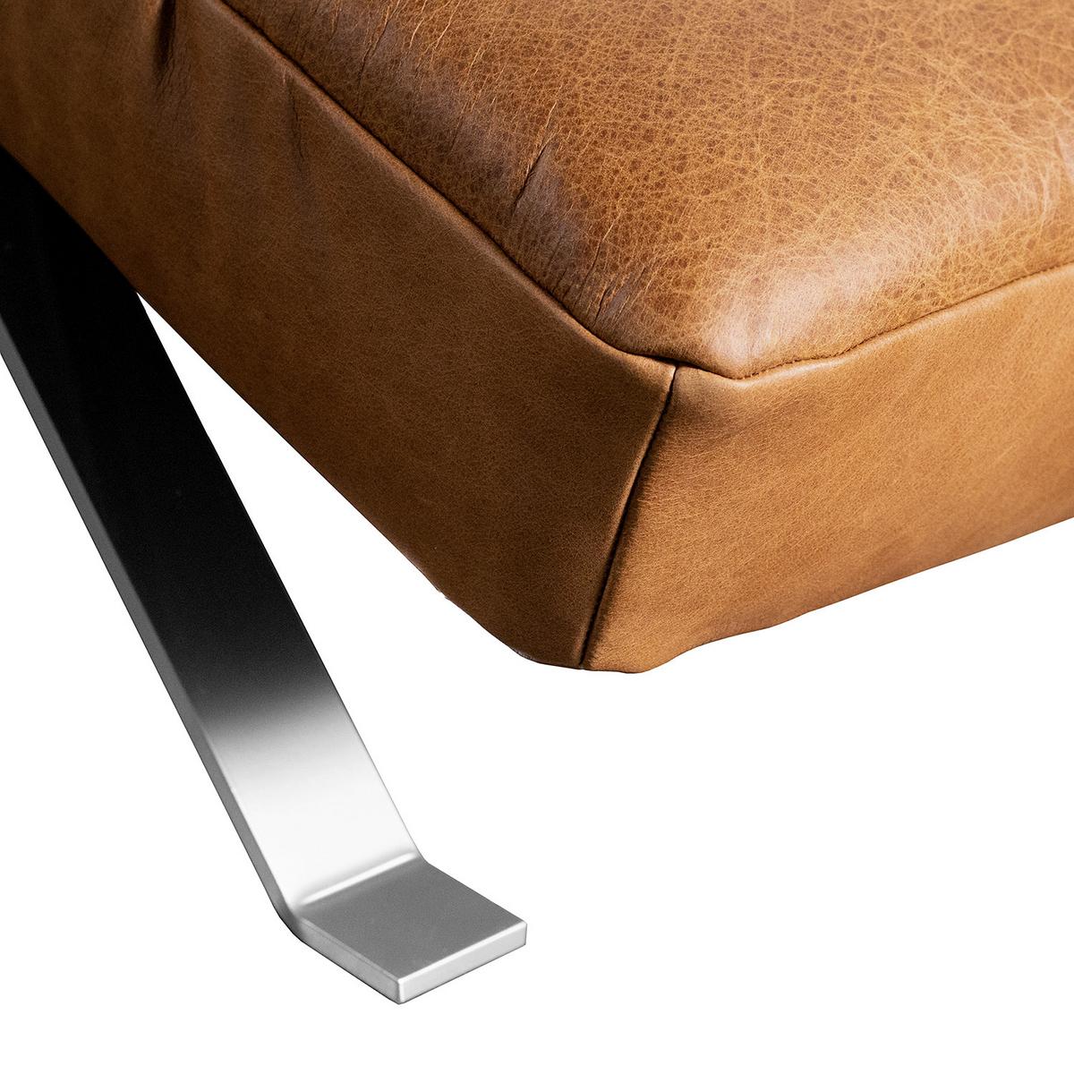 Relaxliege Swing Silver Cognac B: 65 cm - Cognac/Silberfarben, Design, Leder (65/65-95/171cm) - Livetastic