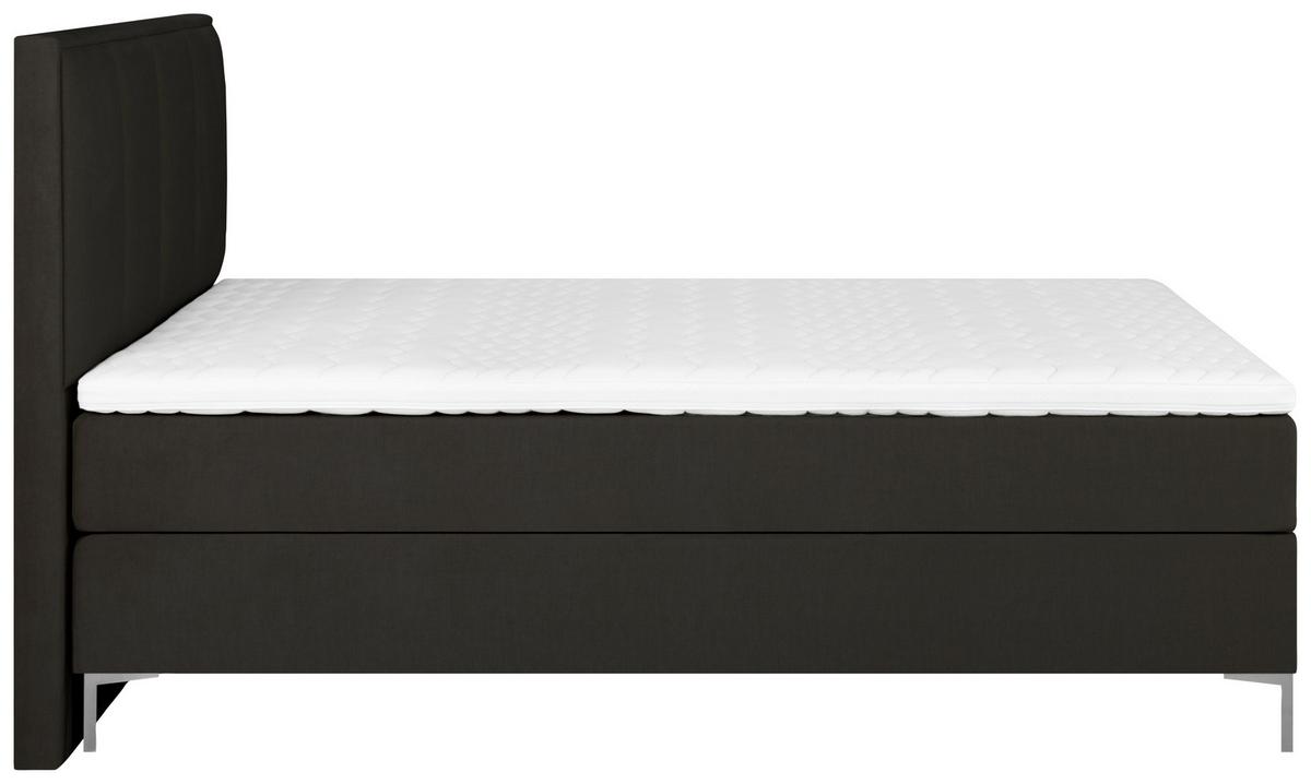 Boxspringbett Graz Anthrazit 180x200 cm inkl. Topper - Anthrazit/Alufarben, MODERN, Textil (180/200cm) - MID.YOU