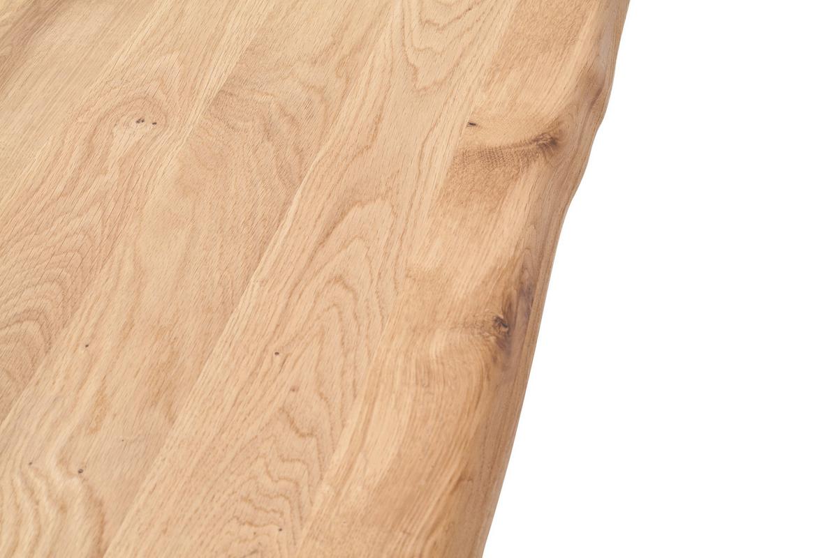 Esstisch Eiche Greta 180x90 cm mit Baumkante - Edelstahlfarben, Design, Holz/Metall (180/90/77cm) - Livetastic