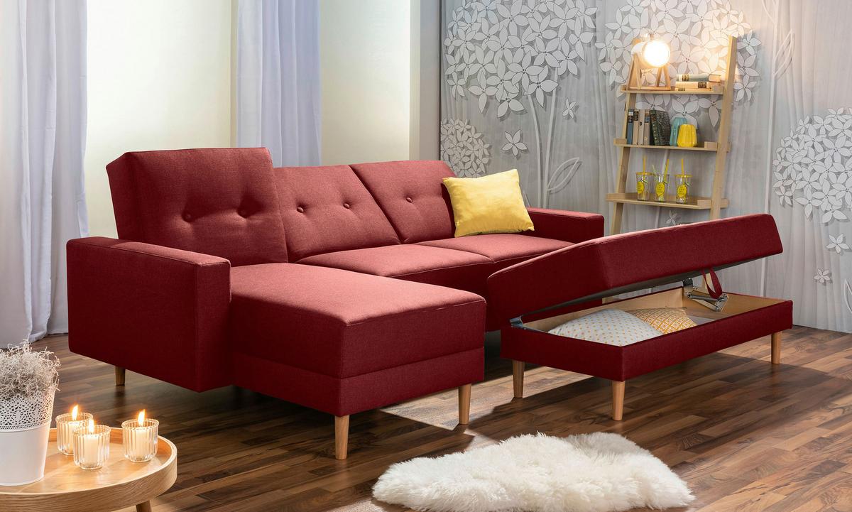 Eckschlafsofa Just Cool - Rot/Erlefarben, Design, Textil (230/93/152cm) - Max Winzer