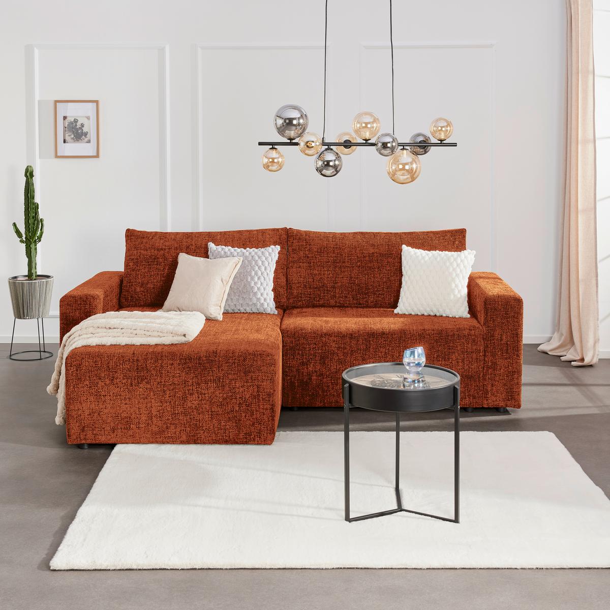 Ecksofa Dallas - Rostfarben/Schwarz, MODERN, Holz/Kunststoff (173/258cm)