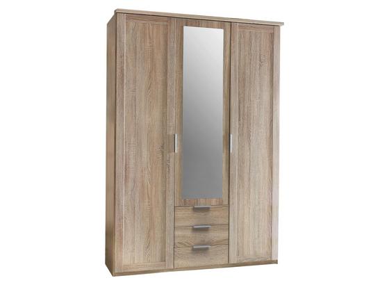 Drehtürenschrank mit Spiegel 135cm Nadja, Eichendekor - Eichefarben, KONVENTIONELL, Glas/Holzwerkstoff (135/210/58cm) - Cantus Drehtürenschrank mit Spiegel 135cm Nadja, Eichendekor - Eichefarben, KONVENTIONELL, Glas/Holzwerkstoff (135/210/58cm) - Cantus