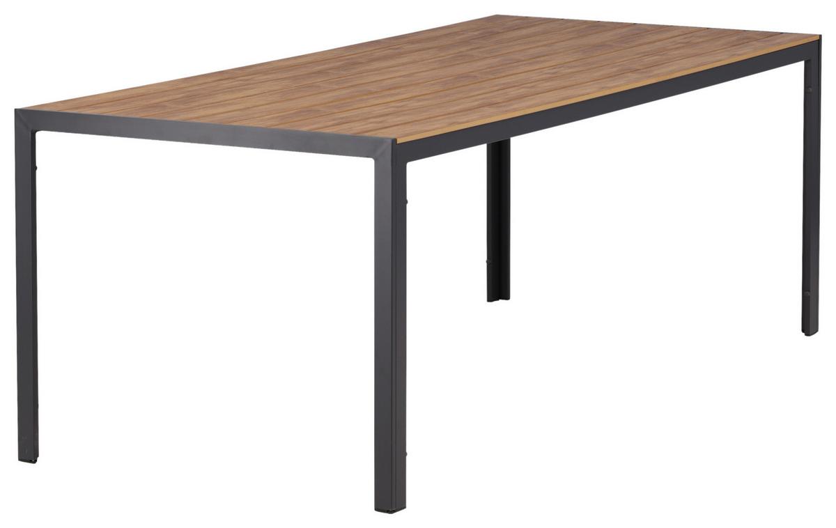 Gartentisch Break - Schwarz/Naturfarben, KONVENTIONELL, Holz/Metall (205/90/74cm) - Gardenson