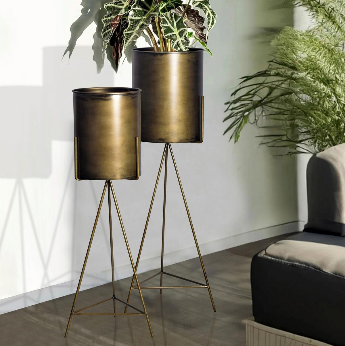 Dekovase 2er Set Goldfarben B: 32 Cm - Goldfarben, Design, Metall (32/89/32cm) - Livetastic