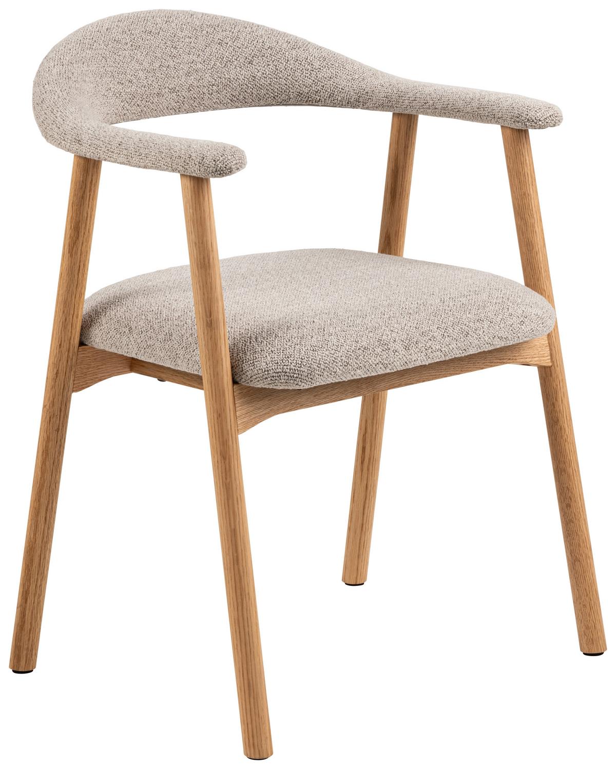 Židle s područkami ADDI šedobéžová - barvy dubu/šedobéžová, Trend, dřevo/textil (56/75,5/54cm) - MID.YOU