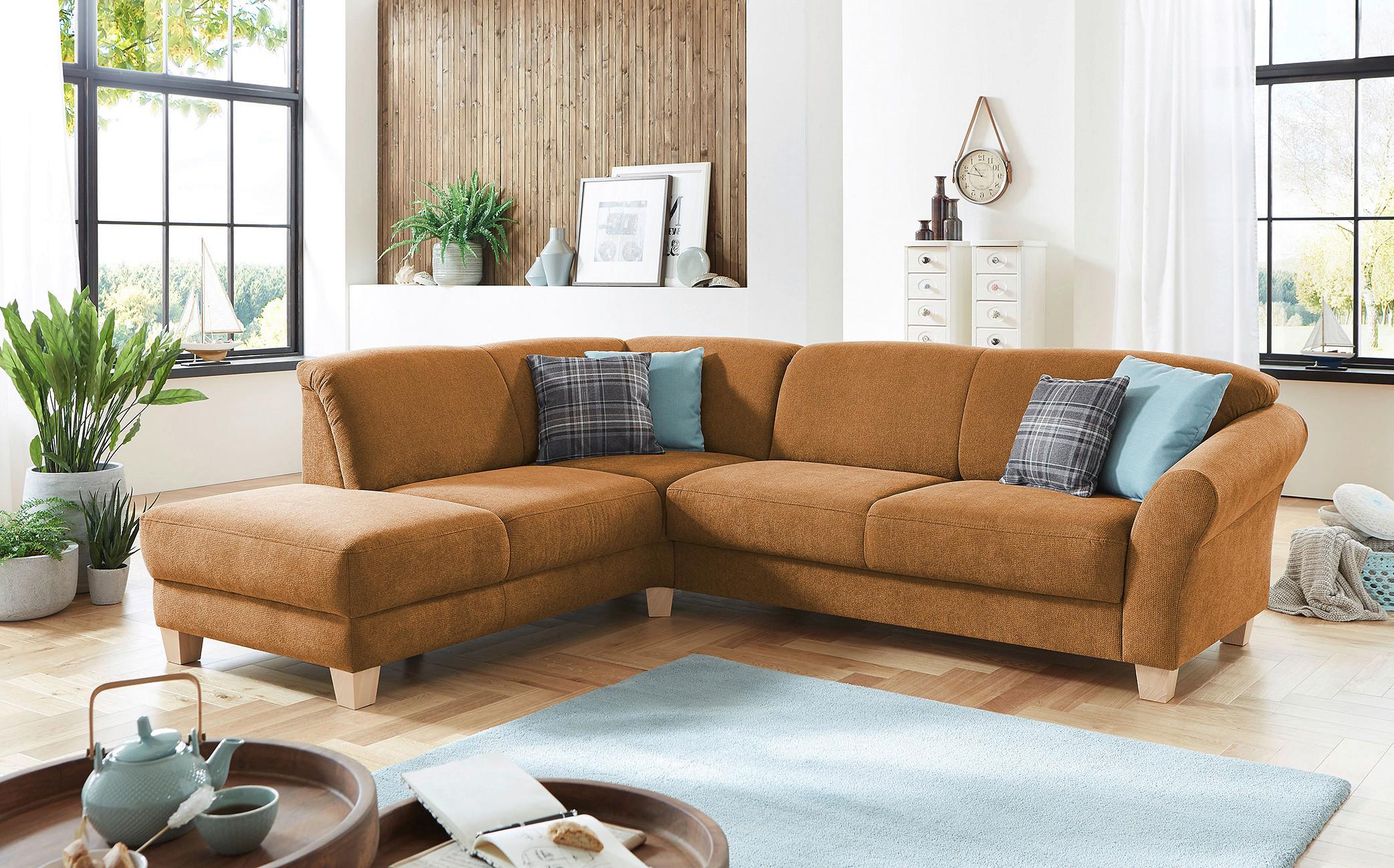 Ecksofa Gotland terracotte, 212x257 cm - Terracotta/Naturfarben, KONVENTIONELL, Textil (212/257cm) - Sit & More
