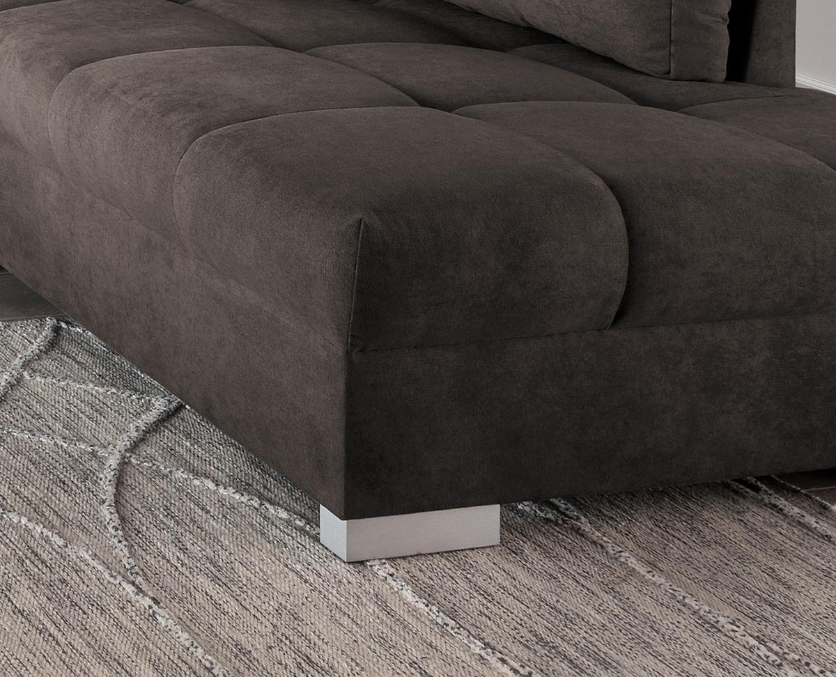 Eckschlafsofa Alvito Dunkelbraun S: 298/202 cm - Dunkelbraun/Silberfarben, Design, Textil (298/202cm) - MID.YOU