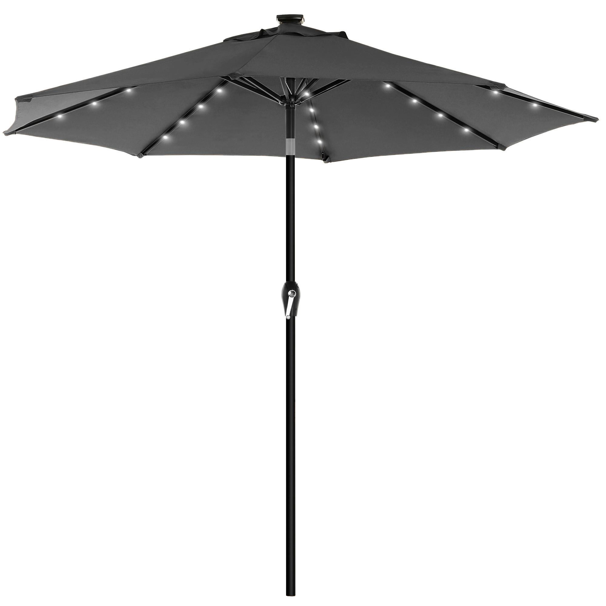 LED-Sonnenschirm Grau Schwarz BxL: 270x270 cm - Schwarz/Grau, Basics, Textil/Metall (270/270cm) - Modante