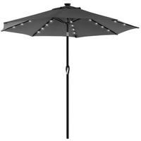 LED-Sonnenschirm Grau Schwarz BxL: 270x270 cm - Schwarz/Grau, Basics, Textil/Metall (270/270cm) - Modante