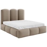 Polsterbett Bero Boucle creme, LF: 200x200 cm - Buchefarben/Creme, Trend, Holz/Textil (200/200cm)