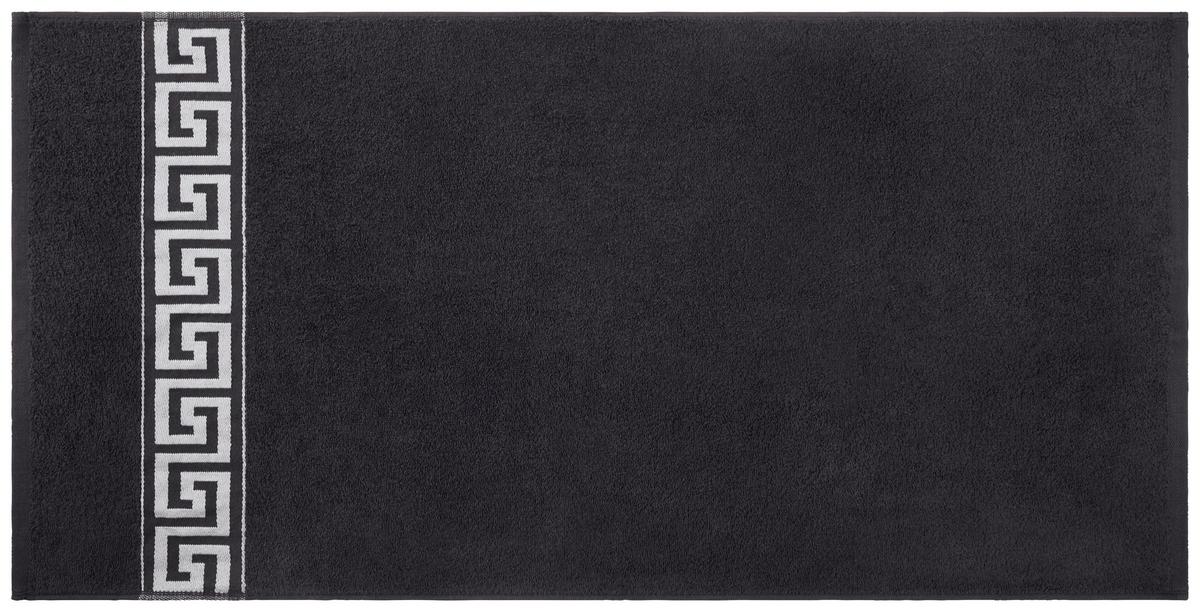 Duschtuch Mäander - Schwarz, ROMANTIK / LANDHAUS, Textil (70/140cm) - James Wood