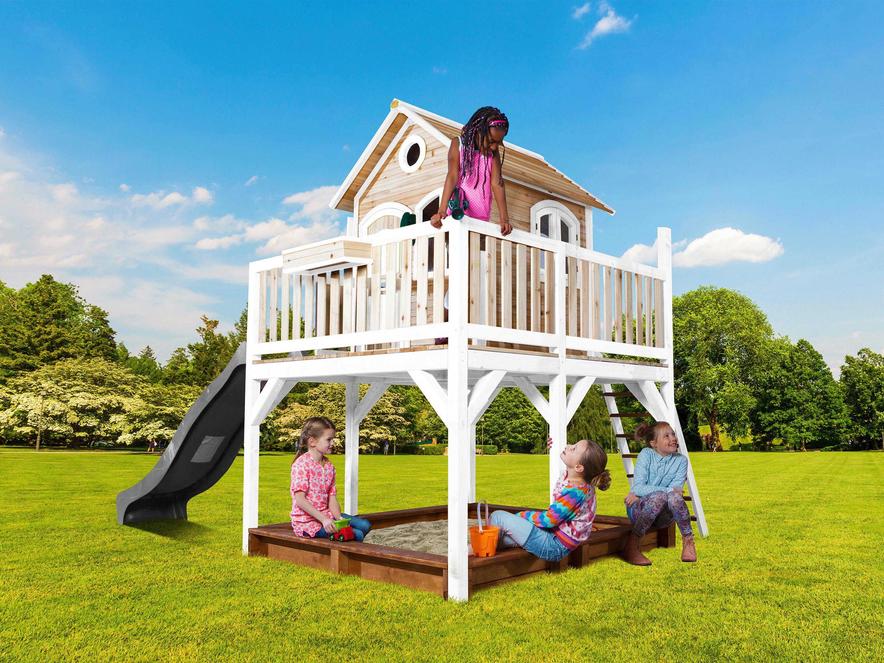 Spielturm A030.151.81 - Braun/Weiß, KONVENTIONELL, Holz (377/291/255cm) - Ambia Garden