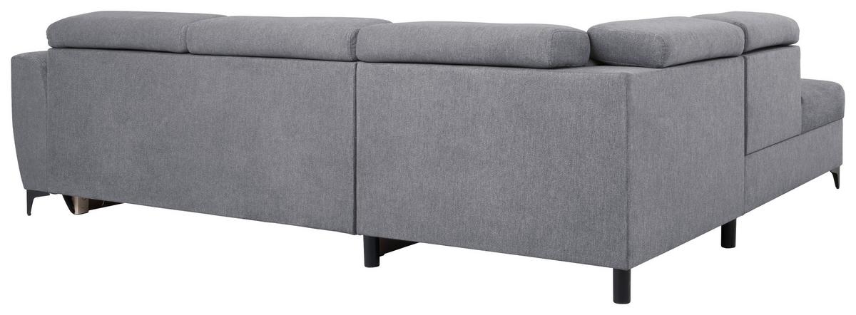 Ecksofa mit Bettkasten Lapis Velours Creme - Dunkelgrau/Schwarz, KONVENTIONELL, Textil (217/255cm) - MID.YOU