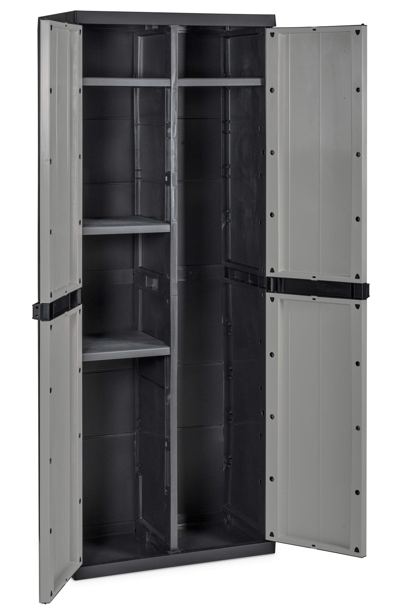 Geräteschrank Groß Hellgrau/schwarz - Hellgrau/Schwarz, Basics, Kunststoff (65/165/37cm)